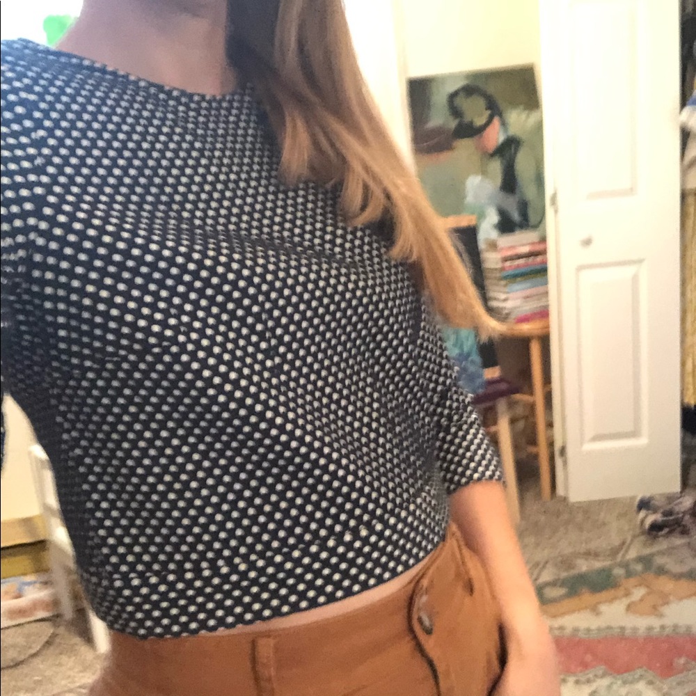 ZARA 3/4 sleeve polka dot crop top